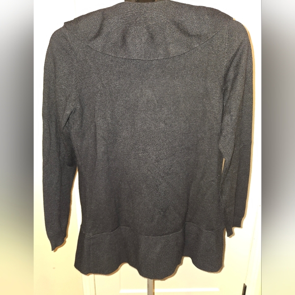 Cleo Black Ruffle Cardigan Size Medium - Picture 4 of 8